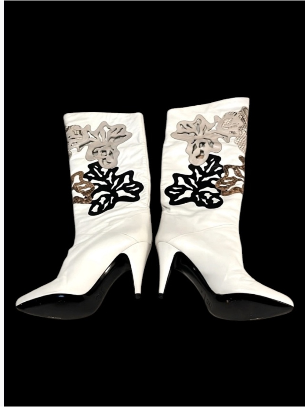 Vintage Women’s Retro Creazoni Mary Popps Italy Cutout Knee-high Leather Boots